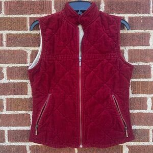 Eddie Bauer Cranberry Red Quilted Corduroy Vest 100% Cotton size XS